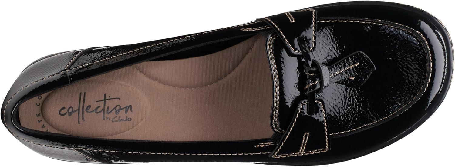 imageClarks Womens Ashland Bubble Slip On LoafersBlack Crinkle Patent