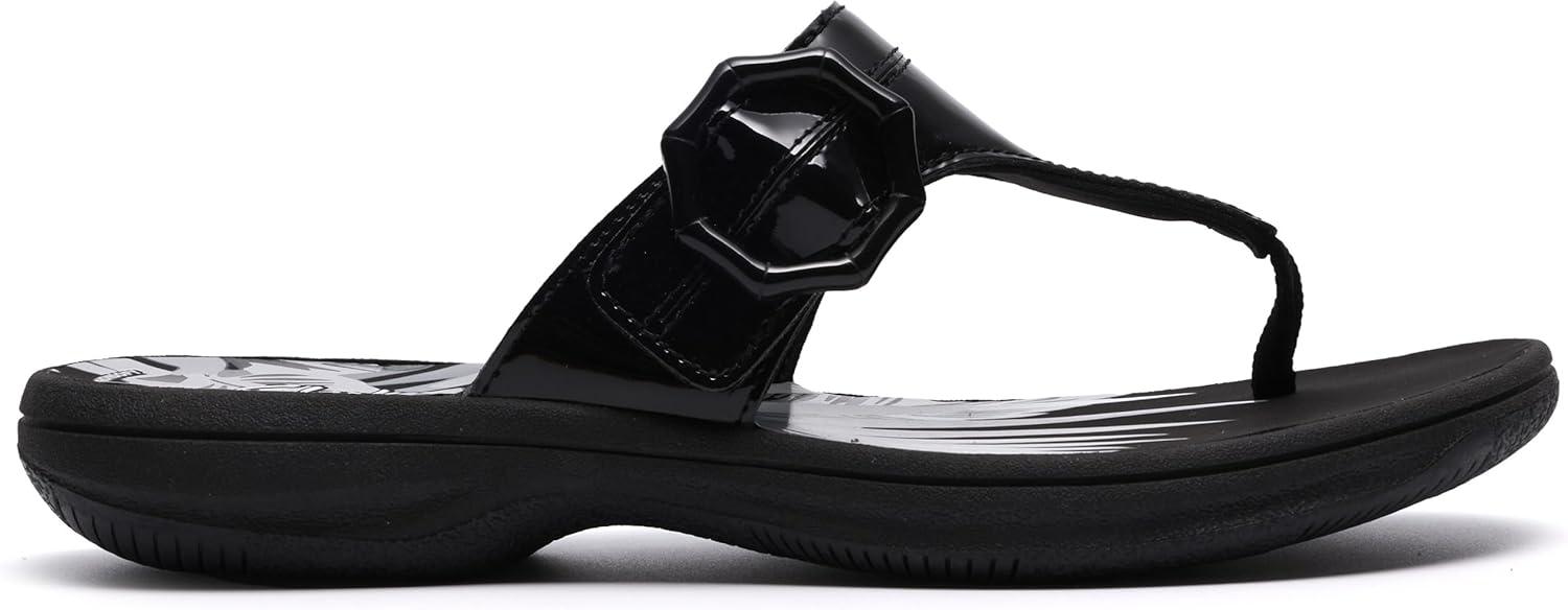 imageClarks Womens Breeze Cove Cloudsteppers FlipFlopBlack Patent Synthetic