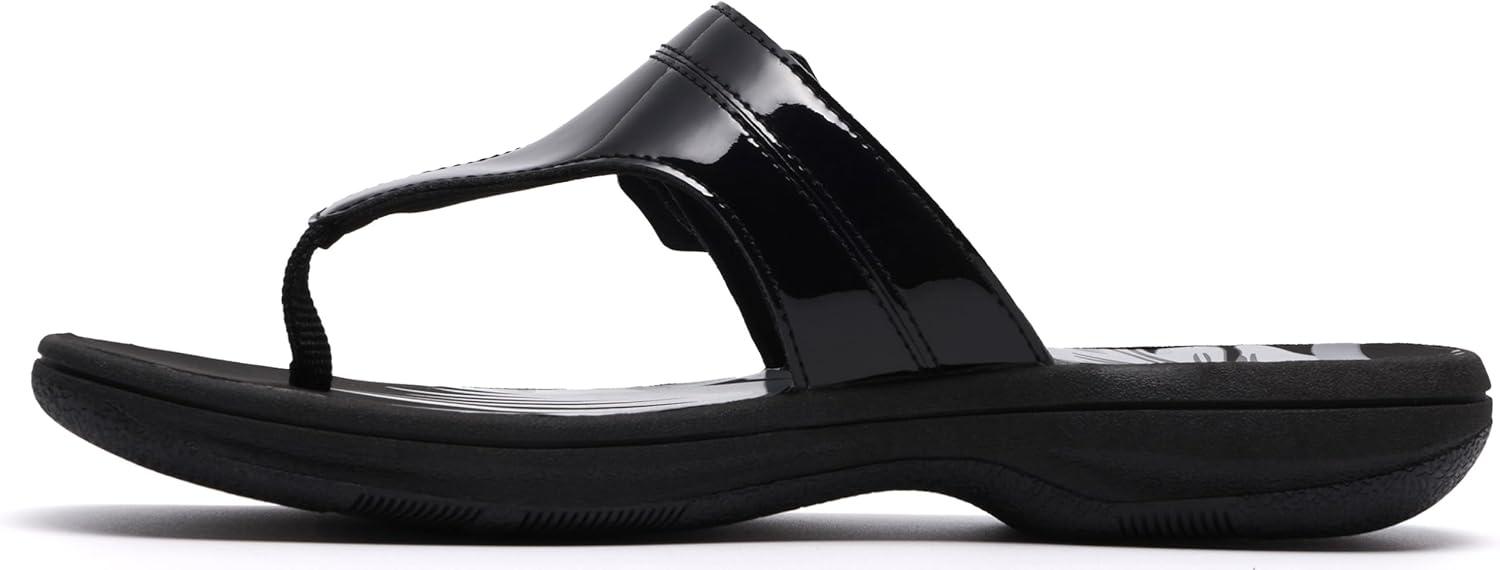 imageClarks Womens Breeze Cove Cloudsteppers FlipFlopBlack Patent Synthetic