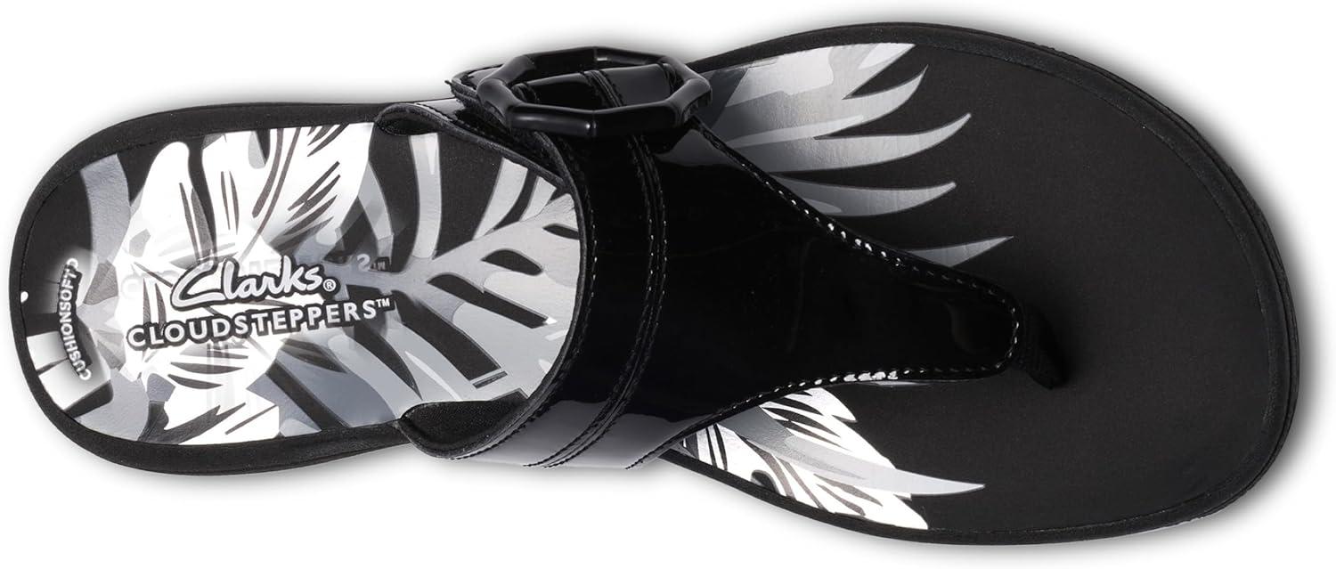 imageClarks Womens Breeze Cove Cloudsteppers FlipFlopBlack Patent Synthetic