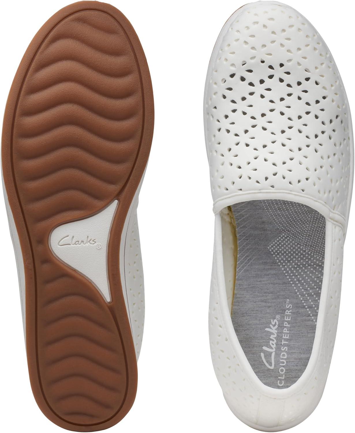 imageClarks Womens Breeze Emily LoafersWhite Synthetic