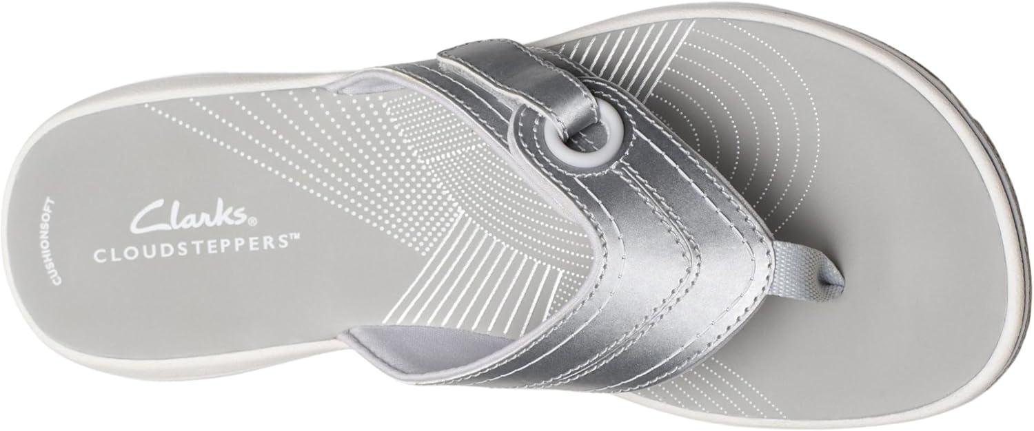 imageClarks Womens Breeze Reyna Cloudsteppers FlipFlopSilver Synthetic
