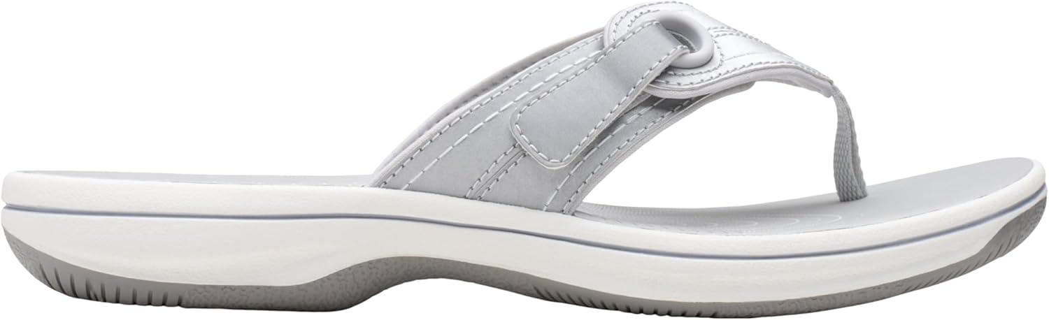 imageClarks Womens Breeze Reyna Cloudsteppers FlipFlopSilver Synthetic