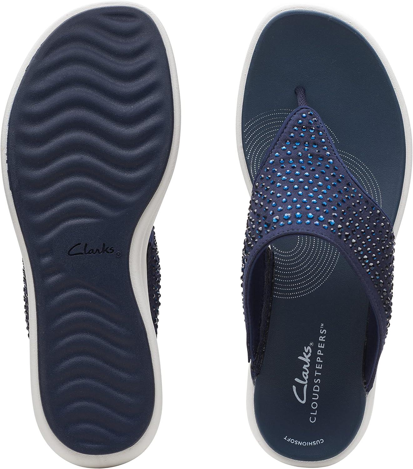imageClarks Womens Drift Jaunt Wedge SandalNavy Textile
