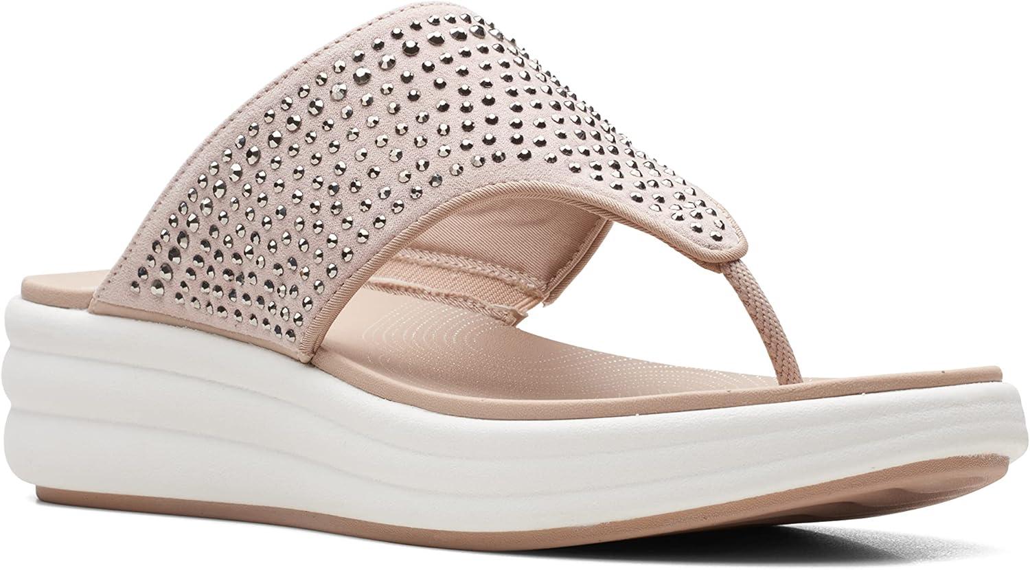 imageClarks Womens Drift Jaunt Wedge SandalTaupe Textile