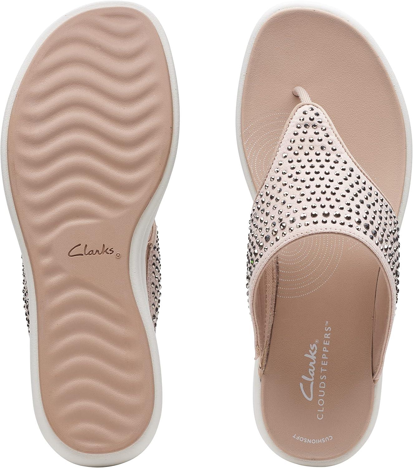 imageClarks Womens Drift Jaunt Wedge SandalTaupe Textile