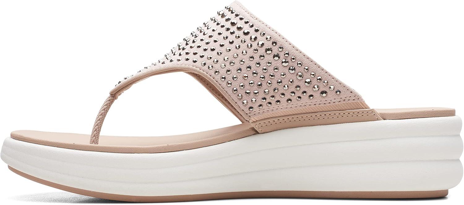 imageClarks Womens Drift Jaunt Wedge SandalTaupe Textile