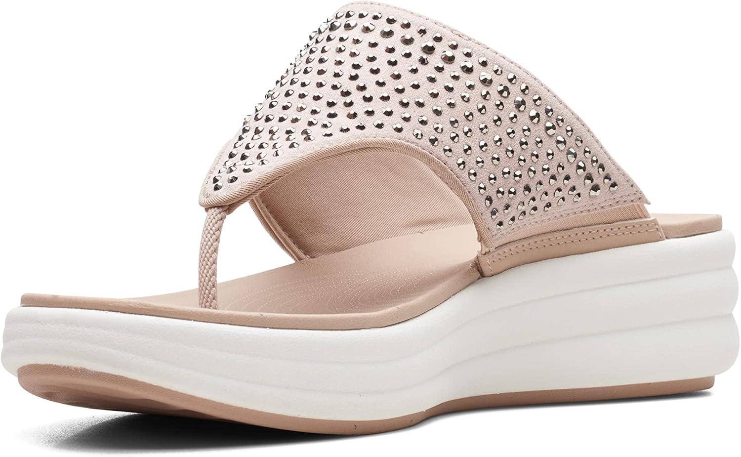 imageClarks Womens Drift Jaunt Wedge SandalTaupe Textile