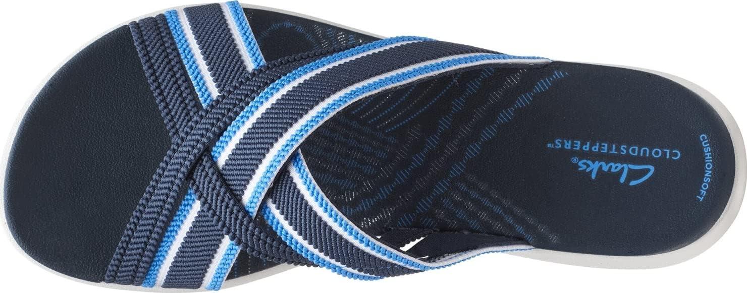 imageClarks Womens Roseville Bay Flat SandalsDark Navy Textile