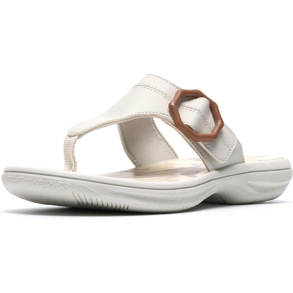 imageClarks Womens Breeze Cove Cloudsteppers FlipFlopOff White Synthetic