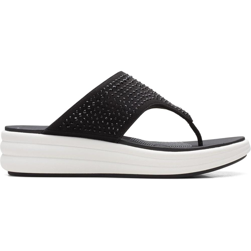 imageClarks Womens Drift Jaunt Wedge SandalBlack Textile