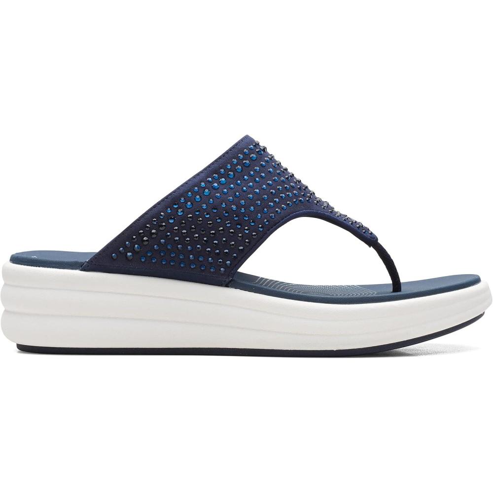 imageClarks Womens Drift Jaunt Wedge SandalNavy Textile