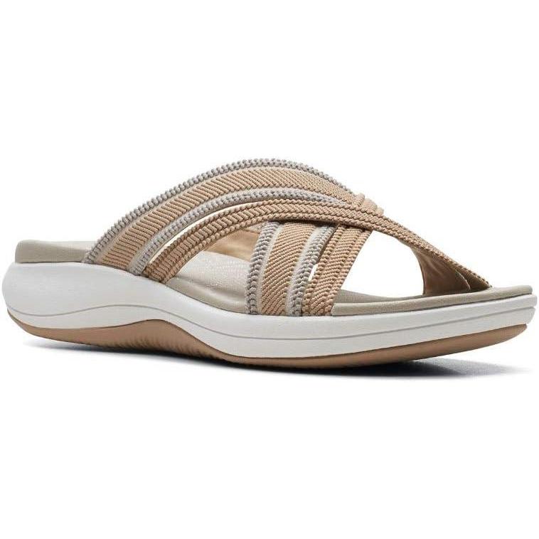 imageClarks Womens Roseville Bay Flat SandalsSand Combi Textile