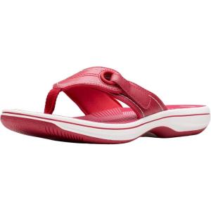 Clarks Women’s Breeze Reyna Cloudsteppers Flip-Flop(Cherry Synthetic)