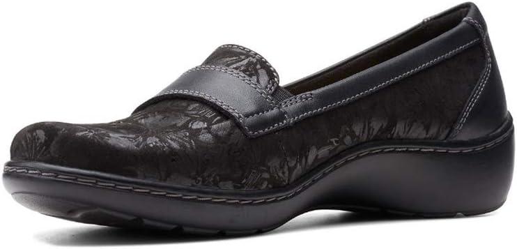 imageClarks Womens Cora Daisy LoafersBlack TextileLeather Combination