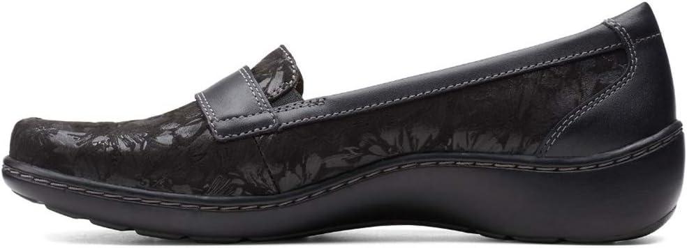 imageClarks Womens Cora Daisy LoafersBlack TextileLeather Combination