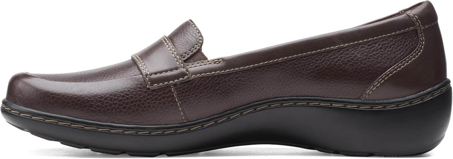 imageClarks Womens Cora Daisy LoafersDark Brown Tumbled Leather