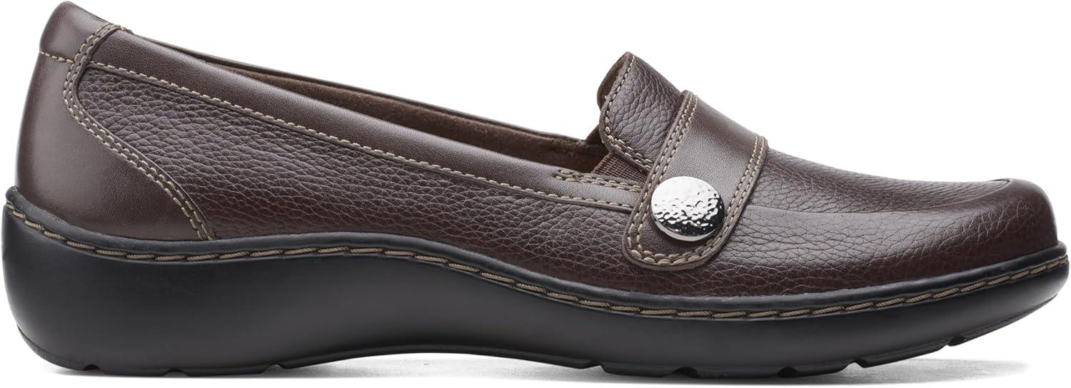 imageClarks Womens Cora Daisy LoafersDark Brown Tumbled Leather