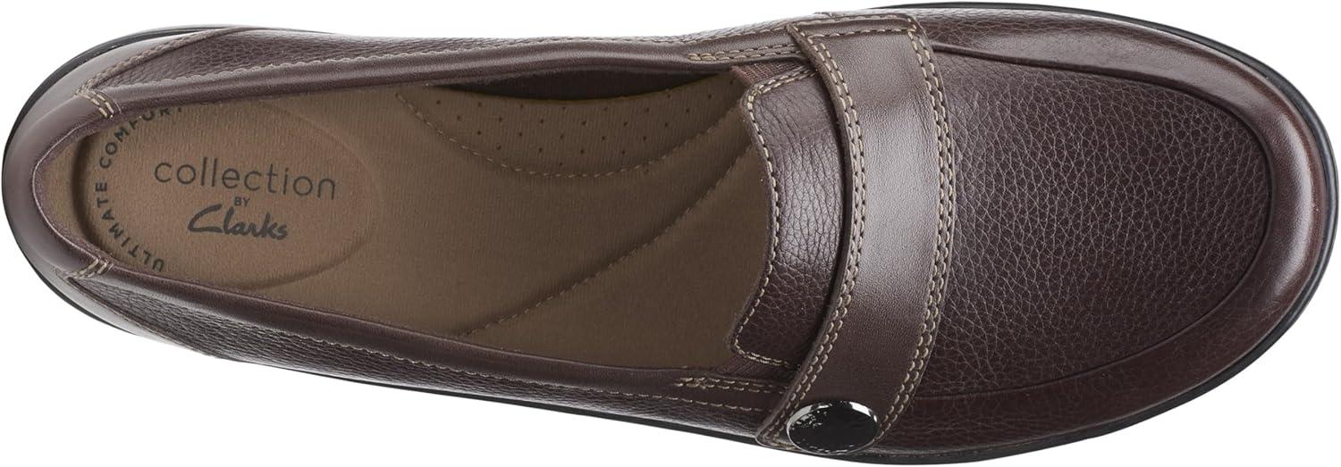 imageClarks Womens Cora Daisy LoafersDark Brown Tumbled Leather