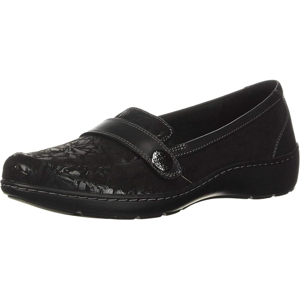 imageClarks Womens Cora Daisy LoafersBlack Synthetic Crinkle Patent Synthetic