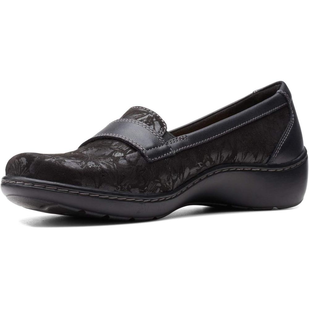imageClarks Womens Cora Daisy LoafersBlack TextileLeather Combination