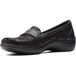 Clarks Women’s Cora Daisy Loafers(Black Textile/Leather Combination)