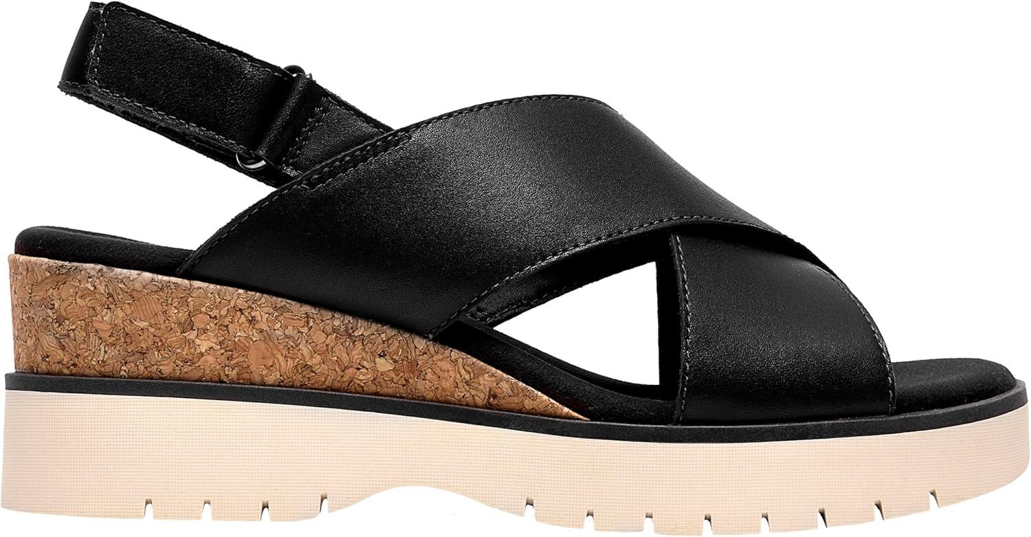 imageClarks Womens Diaz Cross Wedge SandalBlack Leather