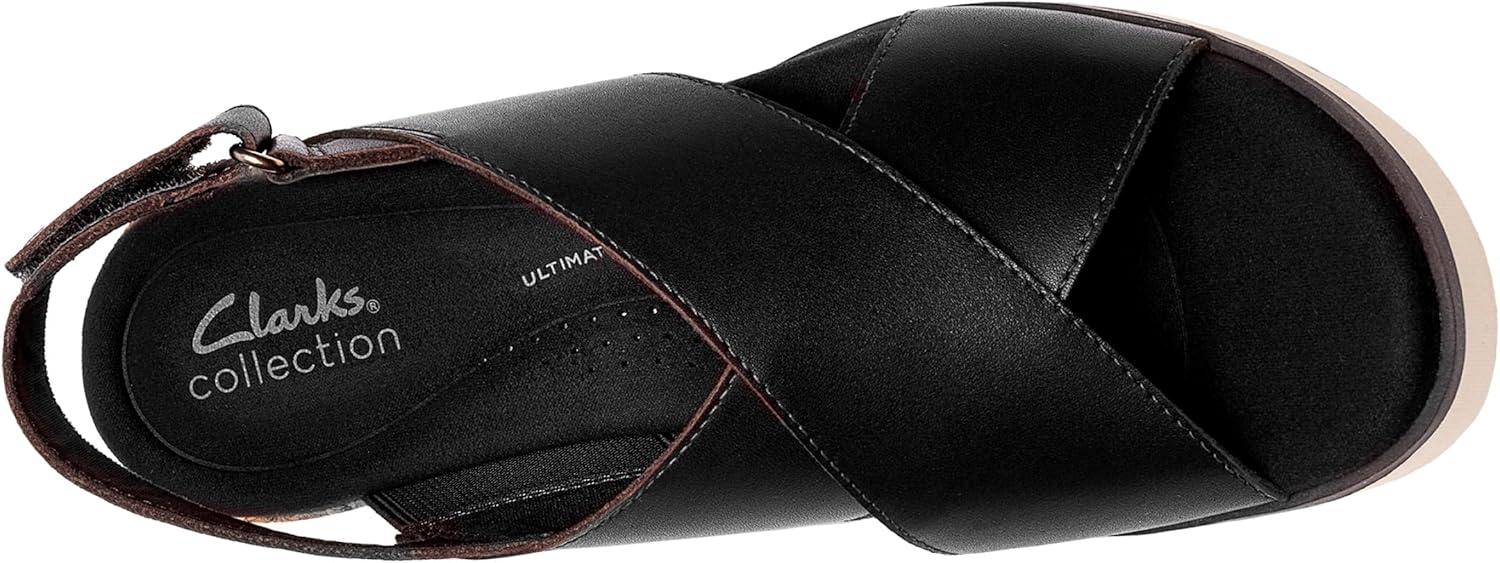 imageClarks Womens Diaz Cross Wedge SandalBlack Leather