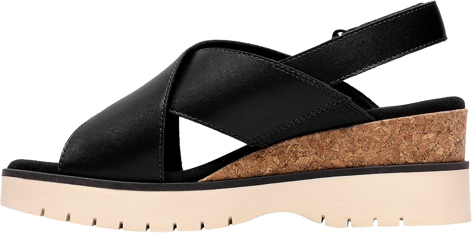imageClarks Womens Diaz Cross Wedge SandalBlack Leather