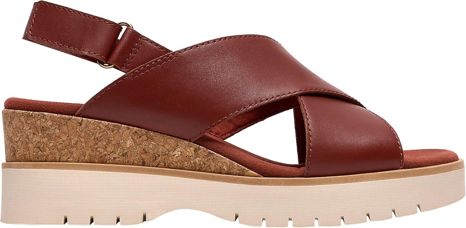 imageClarks Womens Diaz Cross Wedge SandalBrunt Orange Leather