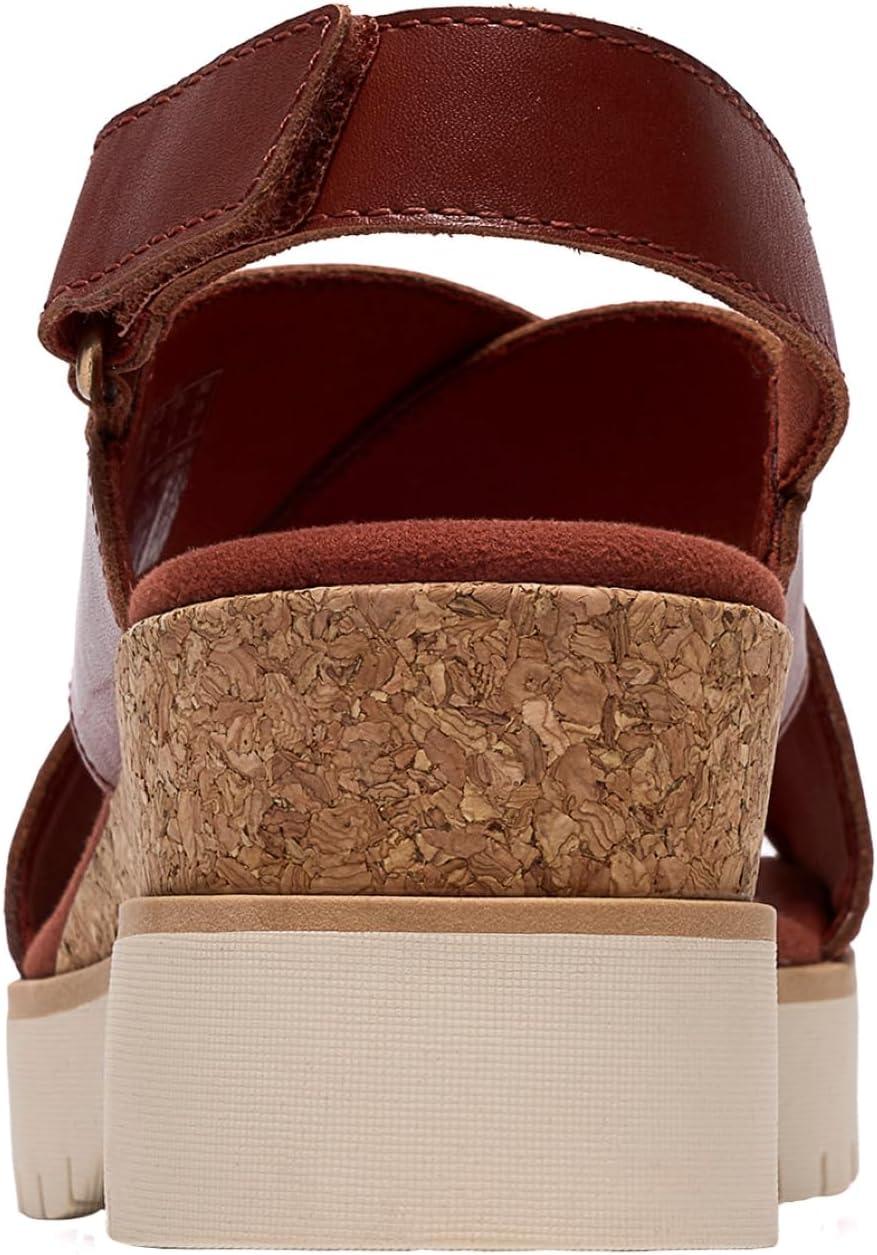 imageClarks Womens Diaz Cross Wedge SandalBrunt Orange Leather