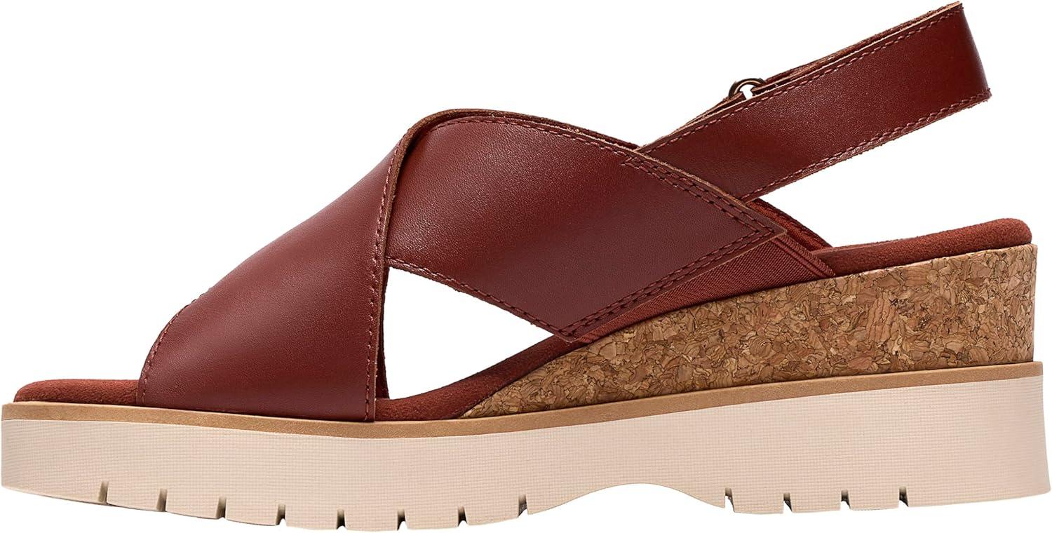 imageClarks Womens Diaz Cross Wedge SandalBrunt Orange Leather