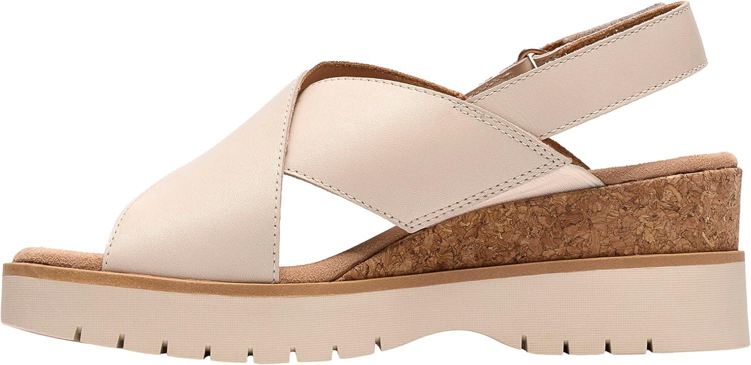 imageClarks Womens Diaz Cross Wedge SandalCream Leather