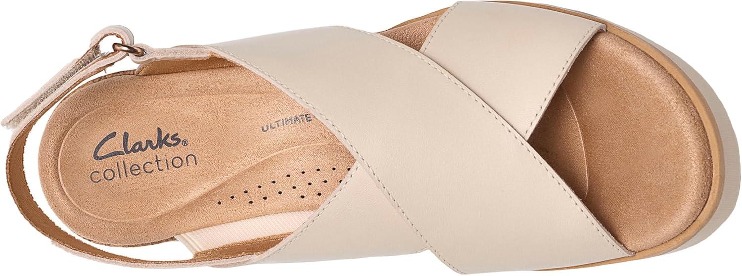 imageClarks Womens Diaz Cross Wedge SandalCream Leather