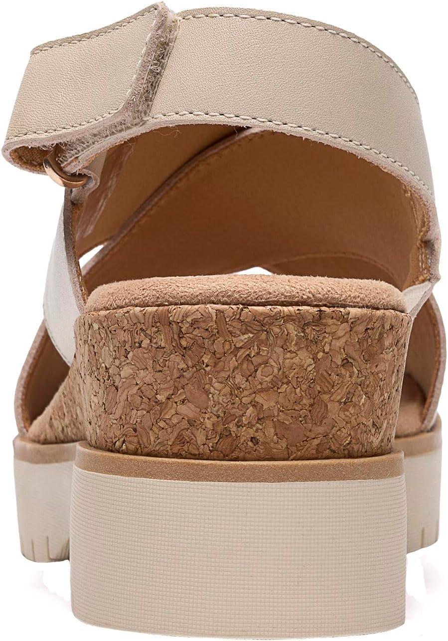 imageClarks Womens Diaz Cross Wedge SandalCream Leather