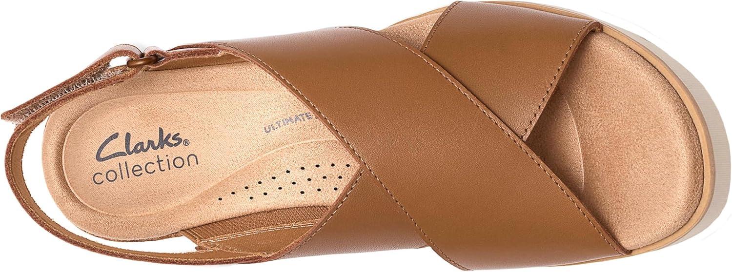 imageClarks Womens Diaz Cross Wedge SandalTan Leather