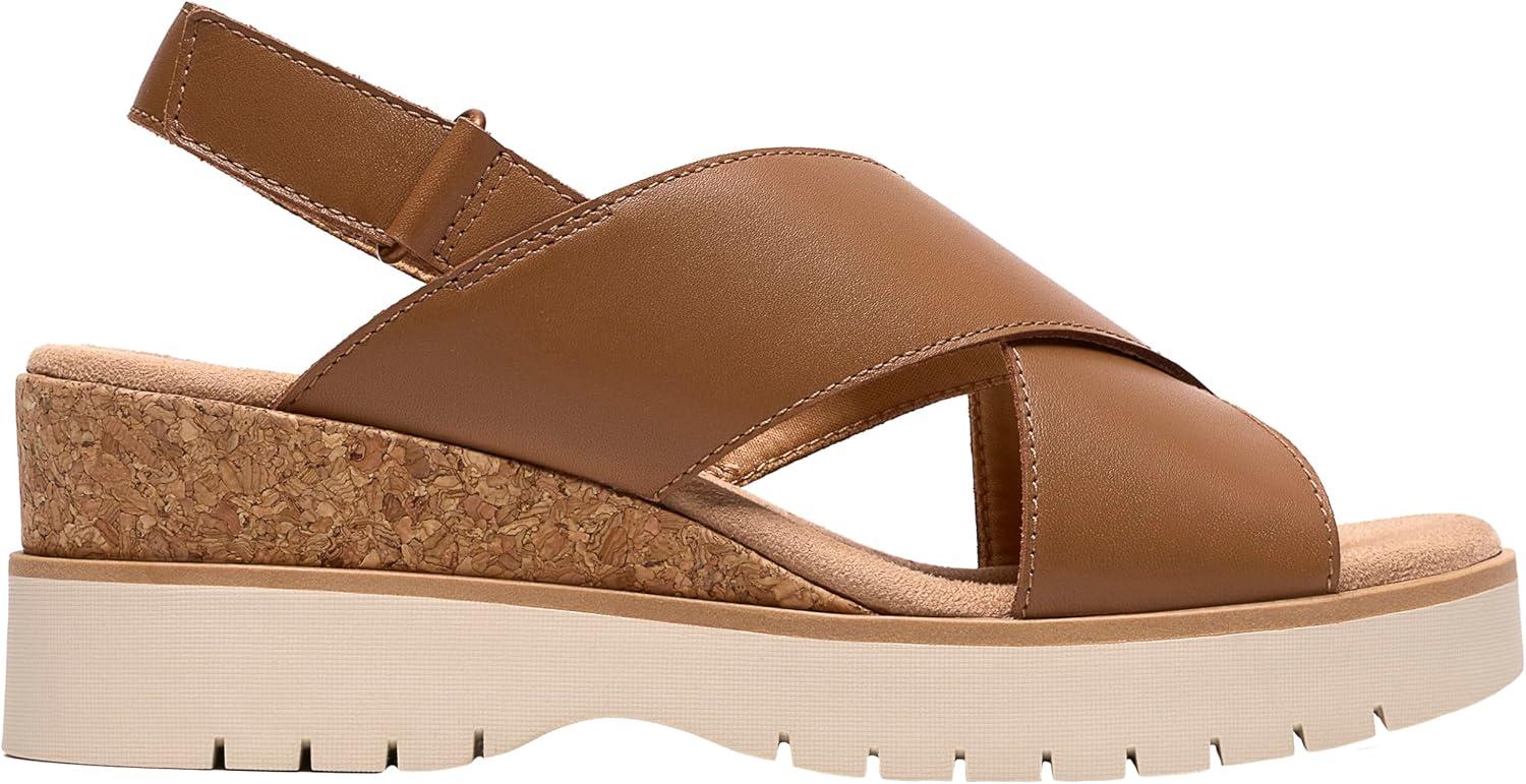 imageClarks Womens Diaz Cross Wedge SandalTan Leather