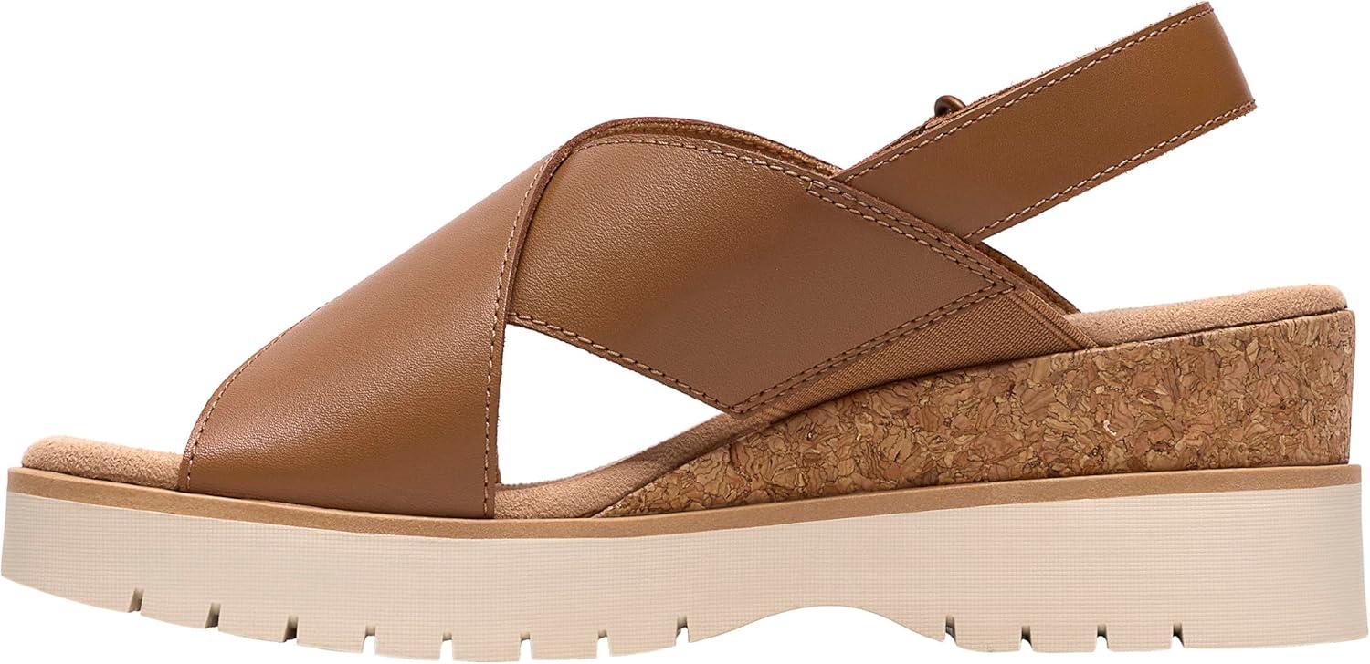 imageClarks Womens Diaz Cross Wedge SandalTan Leather