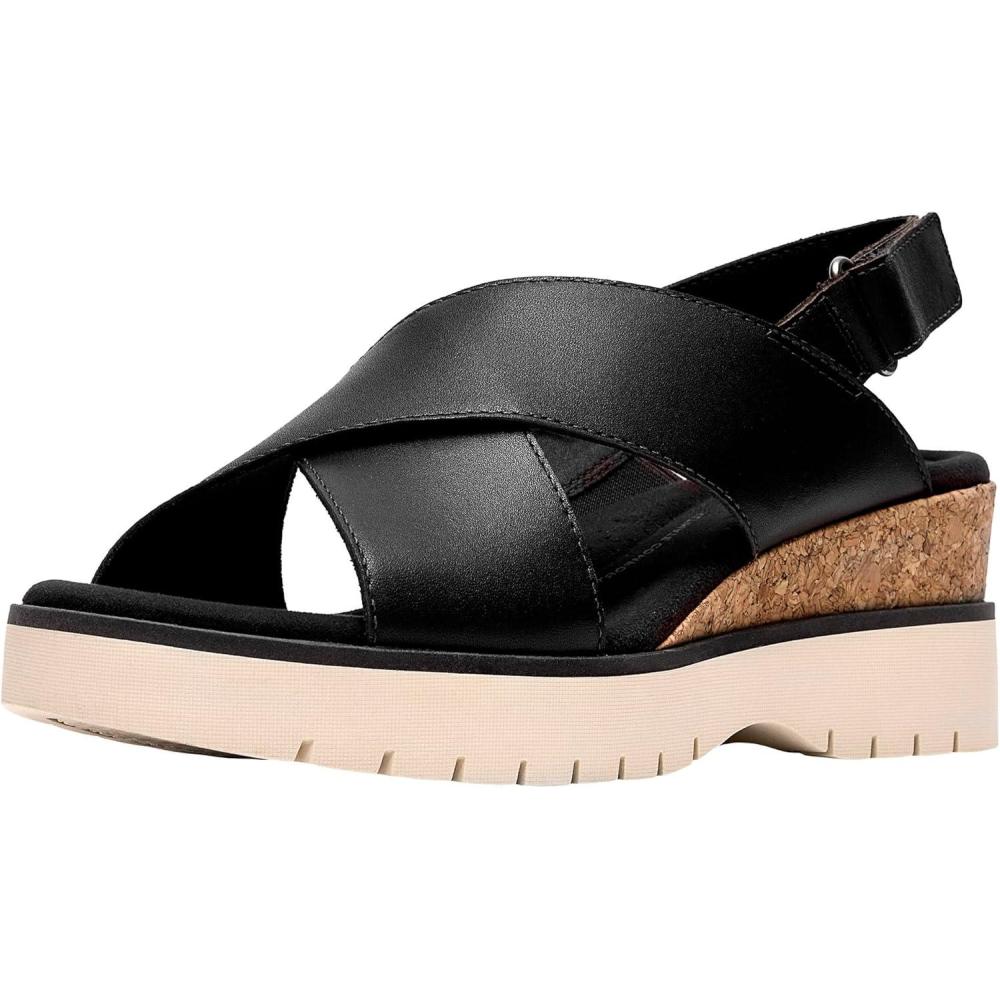imageClarks Womens Diaz Cross Wedge SandalBlack Leather