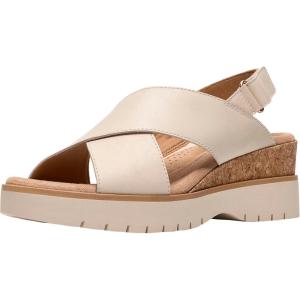 Clarks Women’s Diaz Cross Wedge Sandal(Cream Leather)