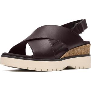 Clarks Women’s Diaz Cross Wedge Sandal(Dark Brown Leather)