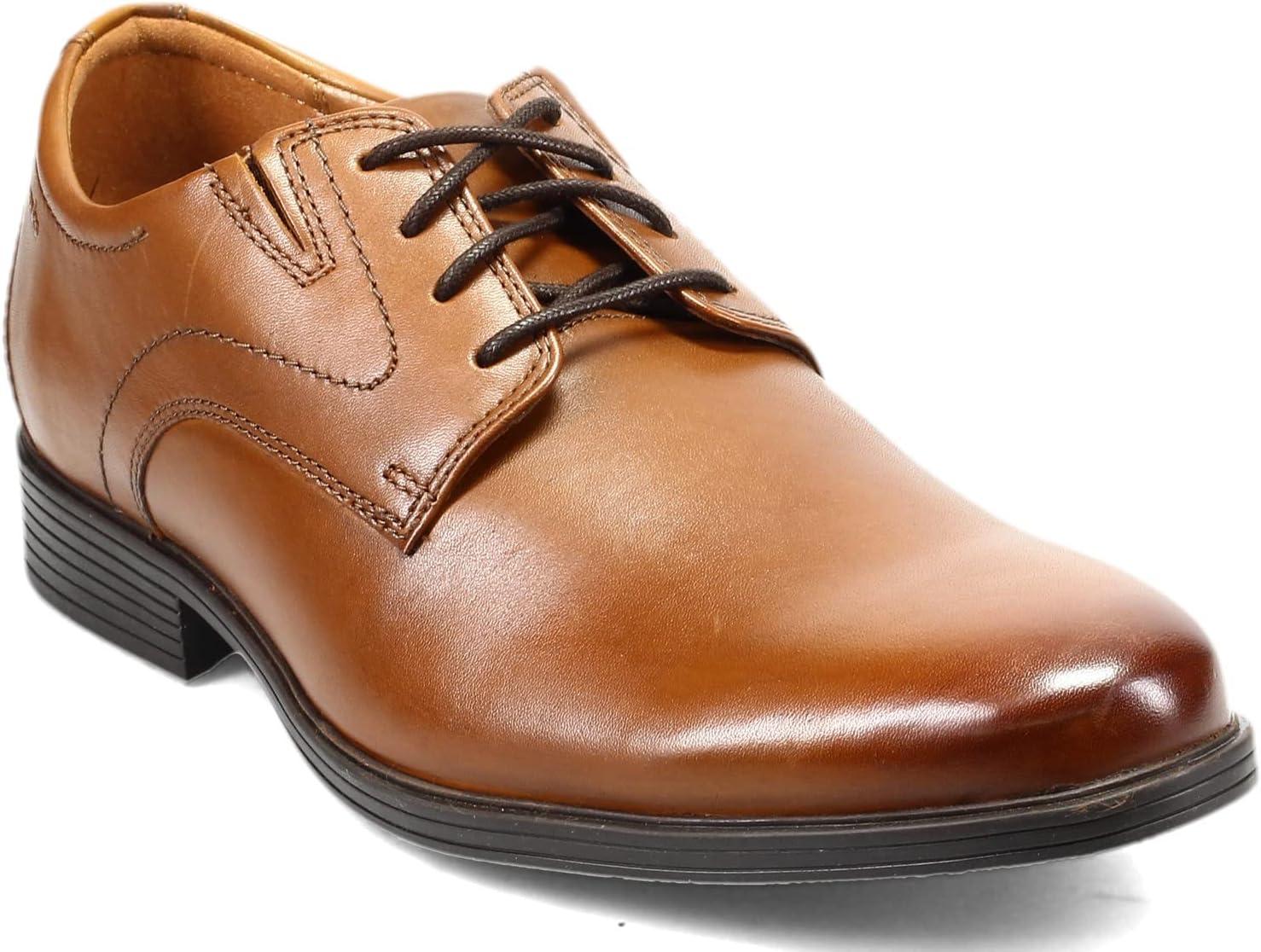 imageClarks Mens Whiddon Plain Toe OxfordDark Tan Leather
