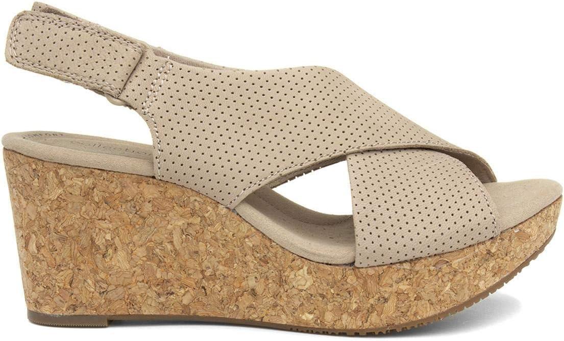 imageClarks Womens Annadel Eirwyn Wedge SandalBeige Sand Suede Sand Suede