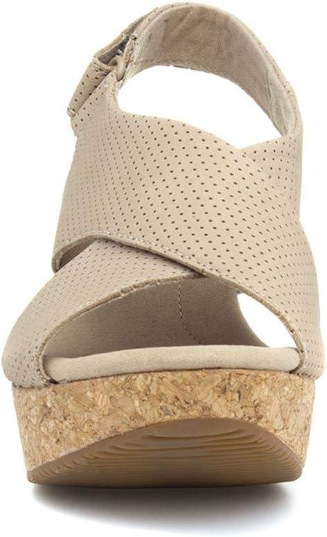 imageClarks Womens Annadel Eirwyn Wedge SandalBeige Sand Suede Sand Suede