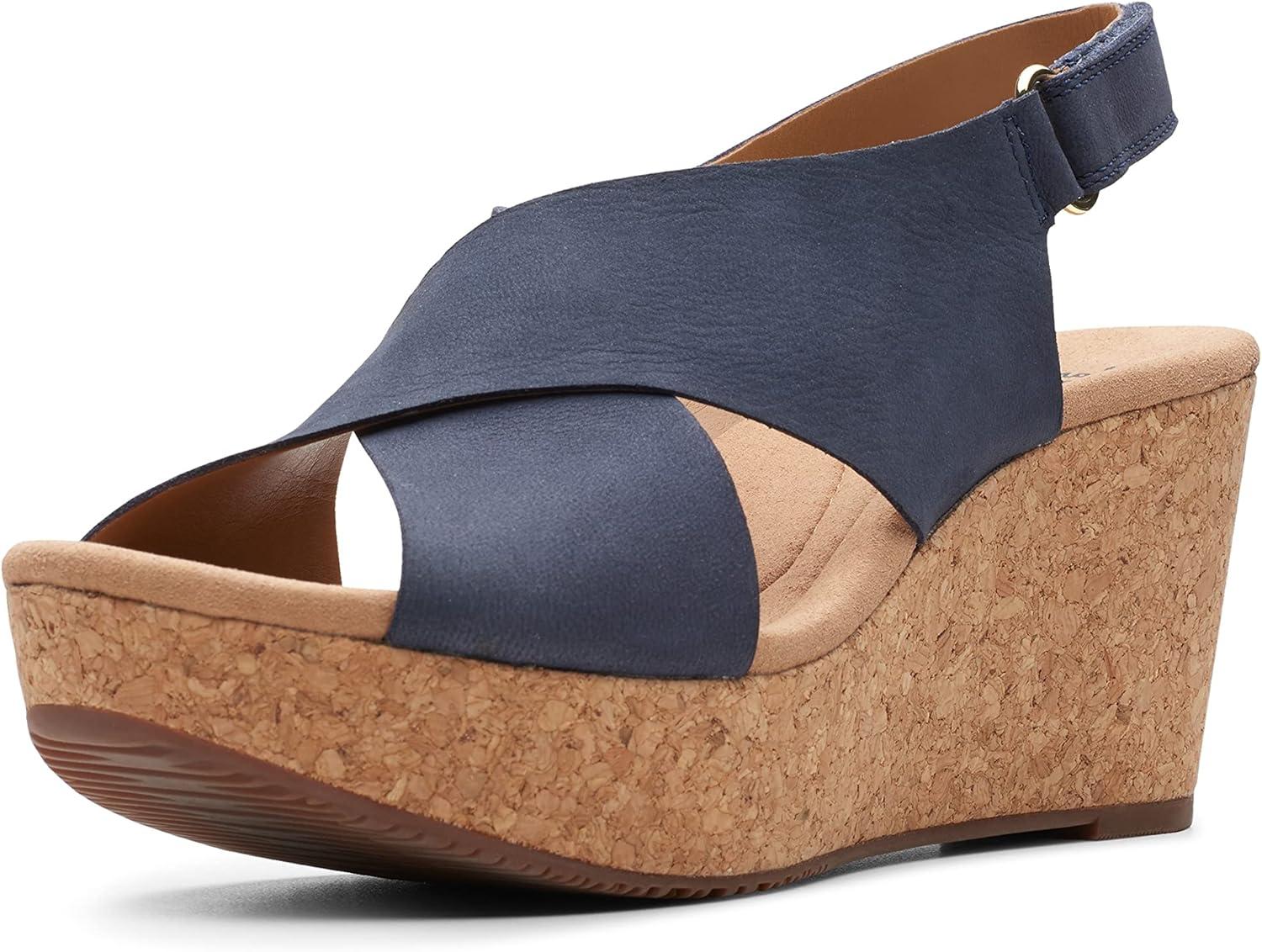 imageClarks Womens Annadel Eirwyn Wedge SandalNavy Nubuck