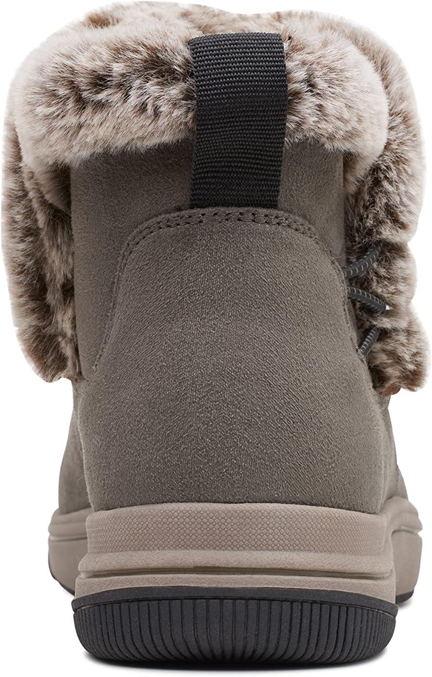 imageClarks Womens Breeze Fur Ankle BootsDark Olive Textile