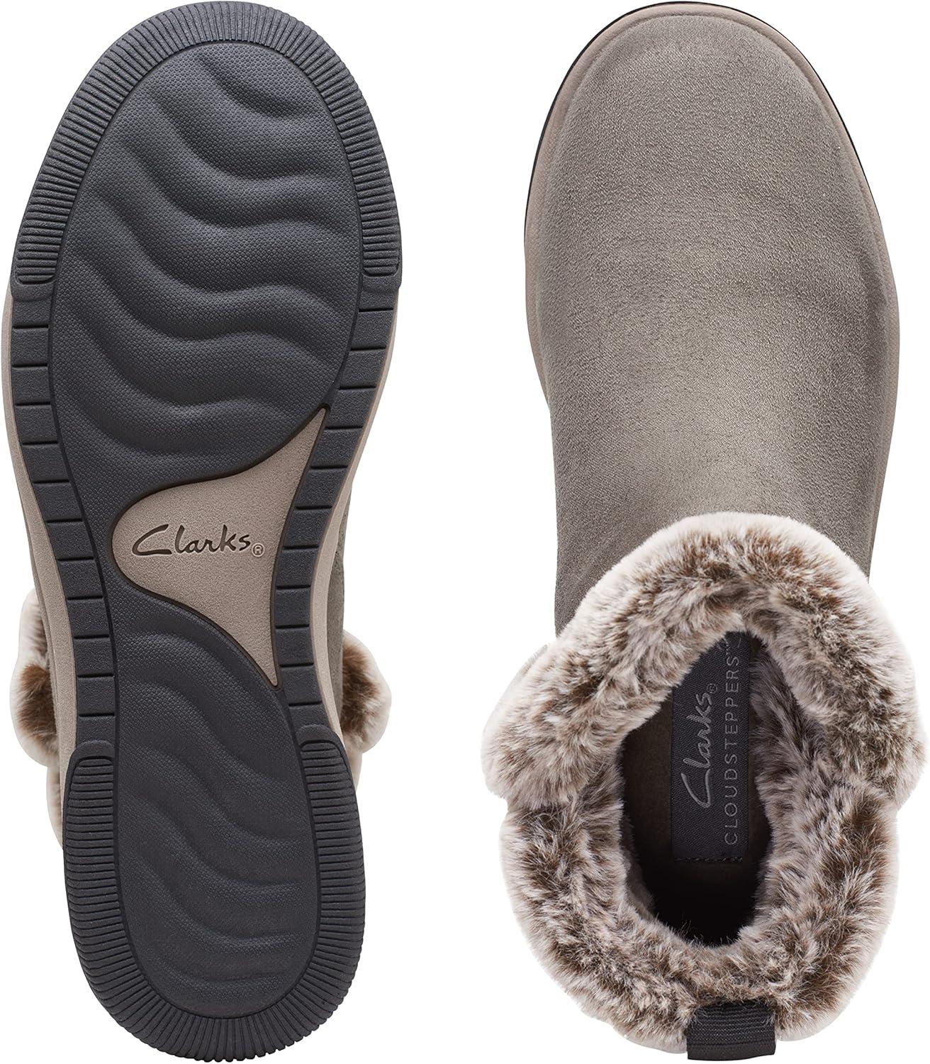 imageClarks Womens Breeze Fur Ankle BootsDark Olive Textile