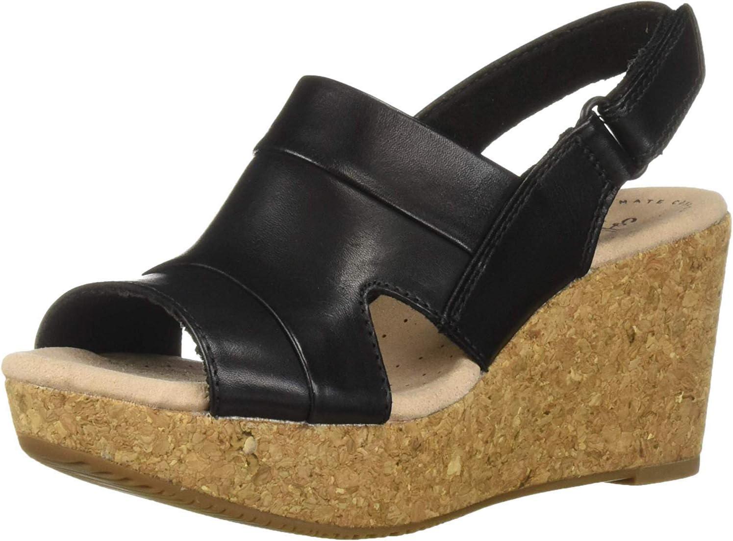 imageClarks womens Annadel IvoryWedge SandalBlack Leather