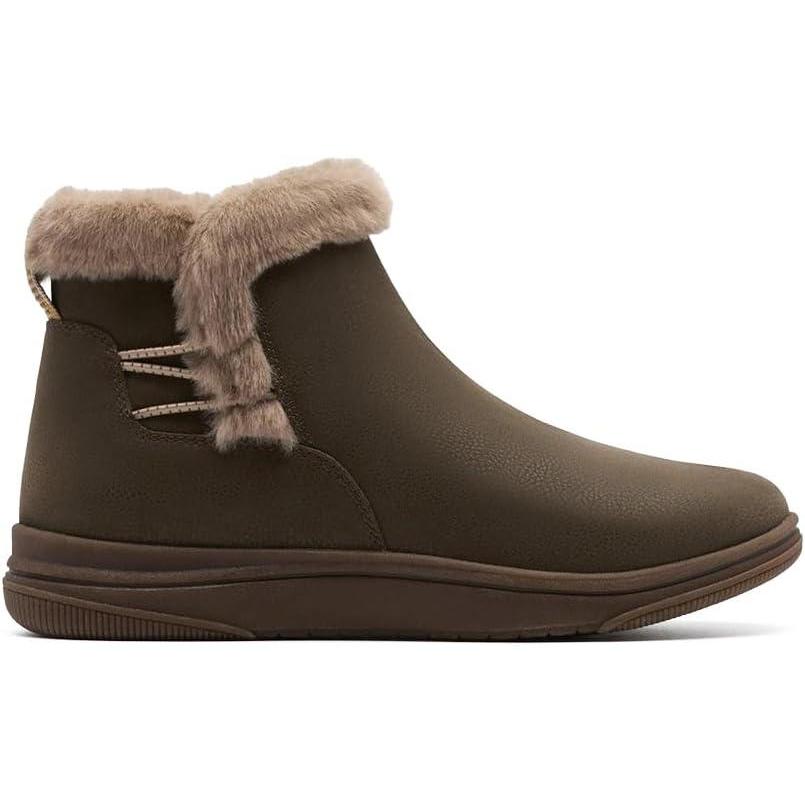 imageClarks Womens Breeze Fur Ankle BootsDark Olive