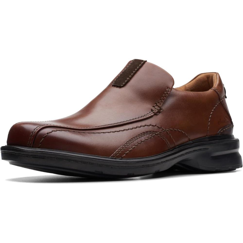 imageClarks Mens Gessler Step LoafersDark Tan Leather